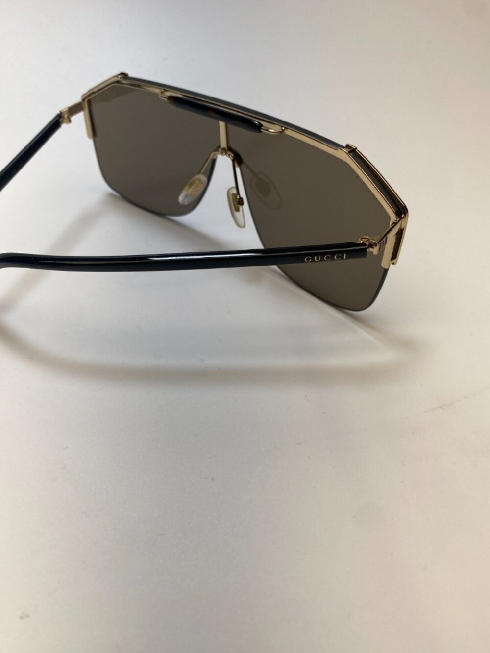 Gucci Womens Brown Sqyare Oversized Gold Frameless 62MM Shield Sunglasses - Picture 5 of 9